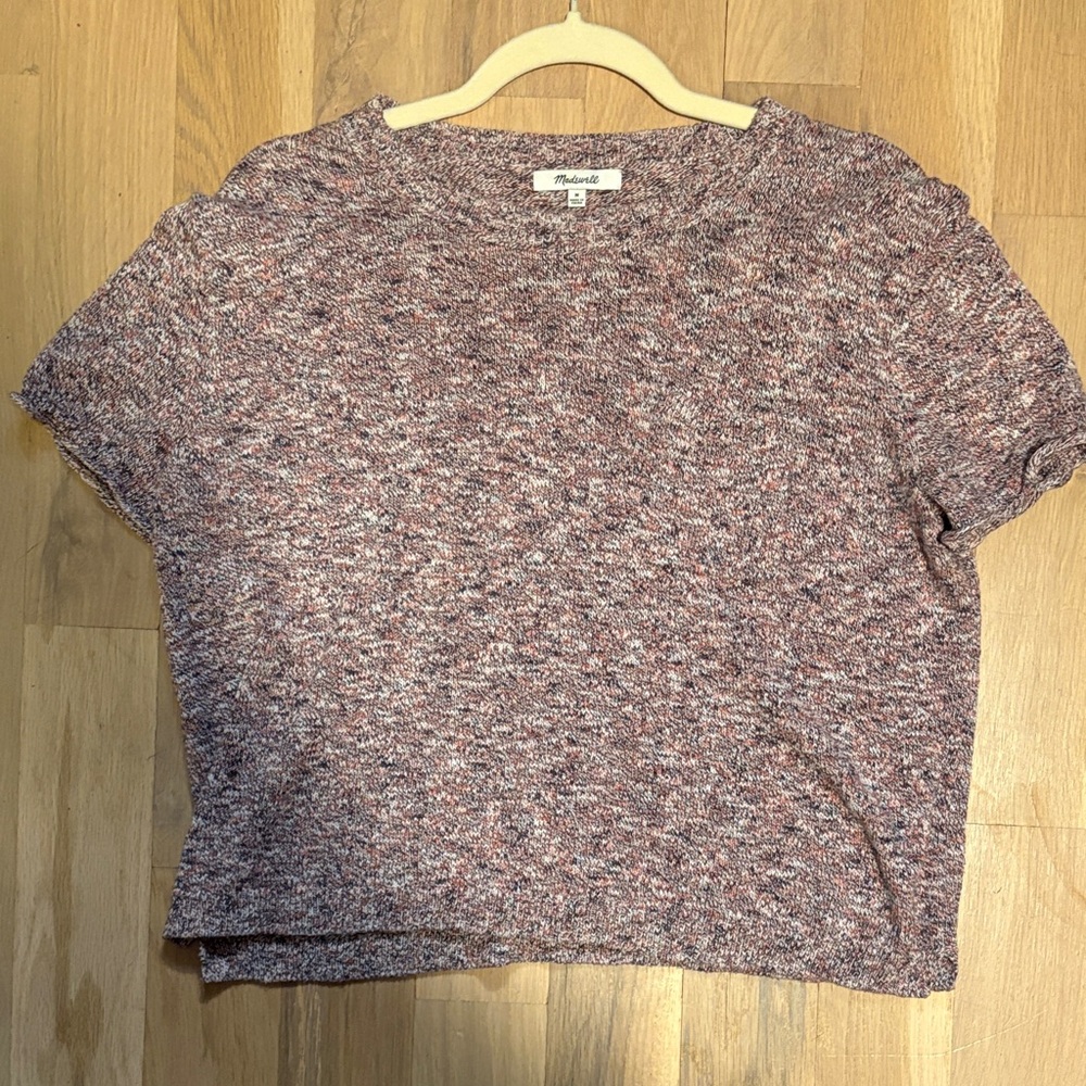 Madewell Marled Short Sleeve Tee - Pink and Gray